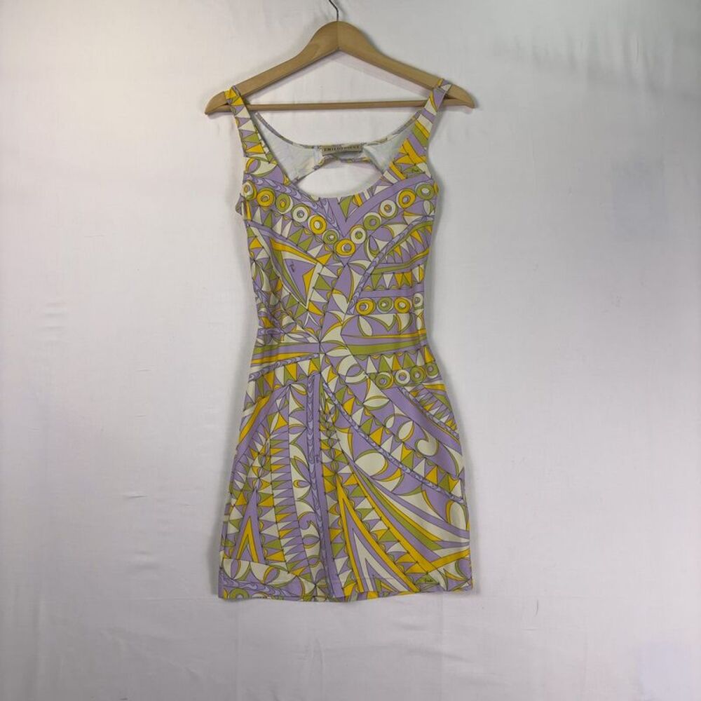 Emilio Pucci Lavender, Yellow & White Printed Midi Dress